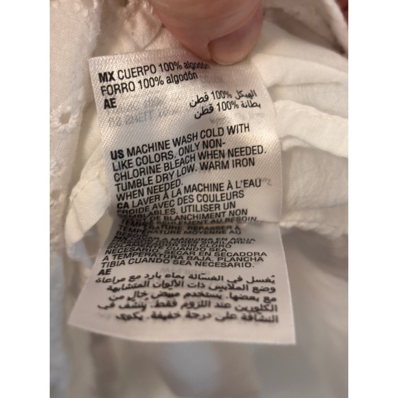 Style & Co White Eyelet Cotton Flutter Sleeve Belted Ruffle Dress XL Bridal - Picture 9 of 11